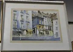Keith A. Jordan, View of a French Street, watercolour