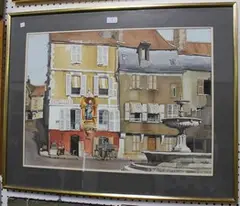 Keith A. Jordan, Place St Nicholas Auxerre (Yonne), watercolour