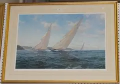 John Steven Dews, Yachts racing in the Solent, colour print