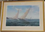 John Steven Dews, Yachts racing in the Solent, colour print