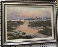 Mervyn Goode, Sunset at Bosham, oil on canvas
