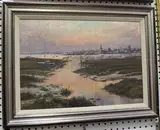 Mervyn Goode, Sunset at Bosham, oil on canvas