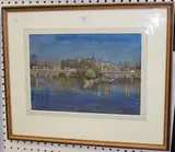 Arthur John Black, Pont Neuf by Night, watercolour over pencil with touches of gouache