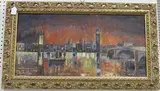 John Foulston, View of the Houses of Parliament across the Thames, oil on canvas