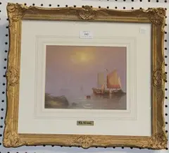 Raymond Gilronan, Coastal View with Sailing Boats, oil on canvas-board