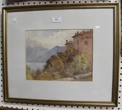 Berenger Benger, Continental View of a Town overlooking a Lake, 1904, watercolour