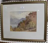 Berenger Benger, Continental View of a Town overlooking a Lake, 1904, watercolour