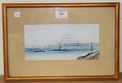 V. D'Esposito, View of Valetta Harbour, Malta, watercolour and gouache