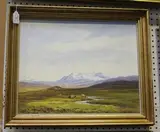 Robert Egginton, The Cuillins from above Portree, mid/late 20th Century oil on canvas