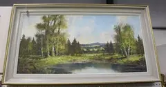 Joseph Frühmesser, Landscape with Pond, oil on canvas