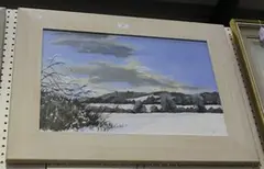 Snowy Winter Landscape by Hilary Martin, oil on canvas, sold Oct 2014
