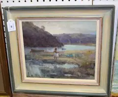 Vic Trevett, Bathing at Bantham, oil on panel