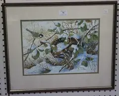 David Barber, Great Tit in a Snowy Landscape, gouache