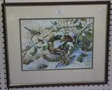 David Barber, Great Tit in a Snowy Landscape, gouache
