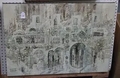 Jan Wenczka, View of a Building, mixed media on canvas