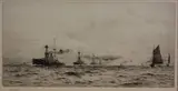 Patrol of Ships by William Lionel Wyllie, monochrome etching, sold Oct 2014