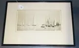Sailing Yachts by William Lionel Wyllie, monochrome etching, sold Oct 2014