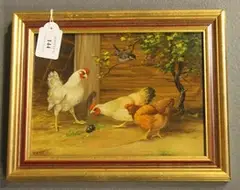 Study of a Chickens by Kerekes A., oil on panel, sold Oct 2014