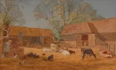 Basil Bradley, Farmyard, Winter Hill near Marlow, Berks, 1878, watercolour with touches of gouache