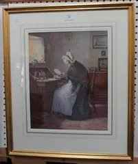 H. Terry, Elderly Lady writing a Letter, watercolour