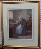 H. Terry, Elderly Lady writing a Letter, watercolour