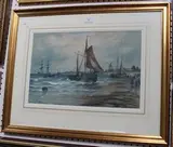 George Callow, Dutch Boats, Shore, watercolour