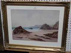 W.H. Dyer, Near Newquay' (Coastal View), watercolour
