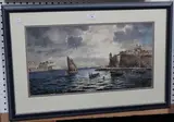 Jos. Galia, View of Valetta Harbour, watercolour