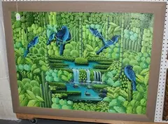 Lily Honson, Birds in a Haitian Landscape, acrylic on canvas