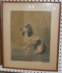Geoffrey Sparrow, Study of a Seated Spaniel, watercolour