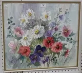 Joan Phillips, Still Life Study of Summer Flowers, watercolour
