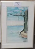 May Dart, Imps in Landscapes, four watercolours with ink