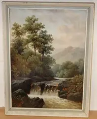 D. H. Winder, Landscape with Waterfall, oil on board
