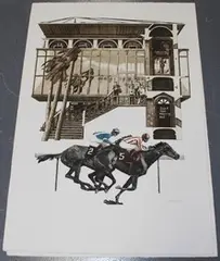 Bengt Böckman, Horse Racing Scenes, three coloured etchings with aquatint