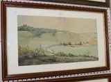 Joan Kemp-Potter, Downland Landscapes, a pair of watercolours with ink
