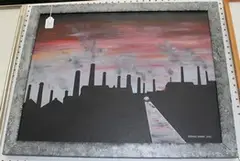 Stephen Morris, Silhouetted Industrial Cityscape, 2000, acrylic on canvas