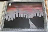 Stephen Morris, Silhouetted Industrial Cityscape, 2000, acrylic on canvas