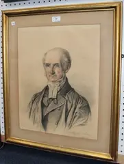 Benjamin Norton, Head and Shoulders Portrait of a Reverend, 1860, charcoal and pastel