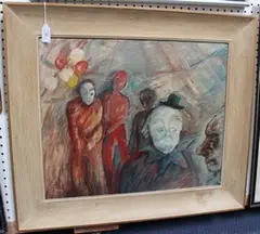 Hanna Barth, Circus Performers, 1956, oil on board