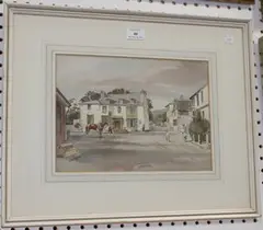 Charles William Taylor, View of Grey Point Hotel, Findon, watercolour with touches of ink