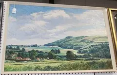 J.W. Bramham, Chanctonbury Ring and the Sussex Downs, oil on board