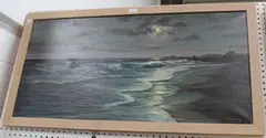 A. Beardsley, Nocturnal Beach Scene, oil on canvas