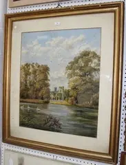 William Fred Austin, Medmenham Abbey nr Henley on Thames, watercolour
