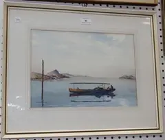 Figures in a Barge on a Lake by Francis S. Leke, watercolour, sold Jul 2014