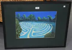 Andrew Norris, Moonlit View of a Maze, watercolour and gouache