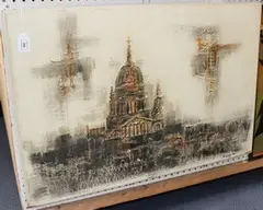John Scanes, View Towards St. Pauls, impasto oil on board