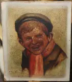 John W. Perrin, Head and Shoulders Portrait of a Laughing Boy, 1911, oil on board