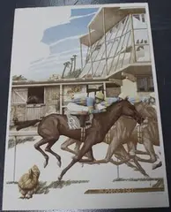 Bengt Böckman, Horse Racing Scene, colour lithograph