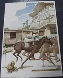 Bengt Böckman, Horse Racing Scene, colour lithograph