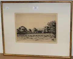 Allan Gwynne-Jones, Hares in a Field, Summer Afternoon, 1926, monochrome etching